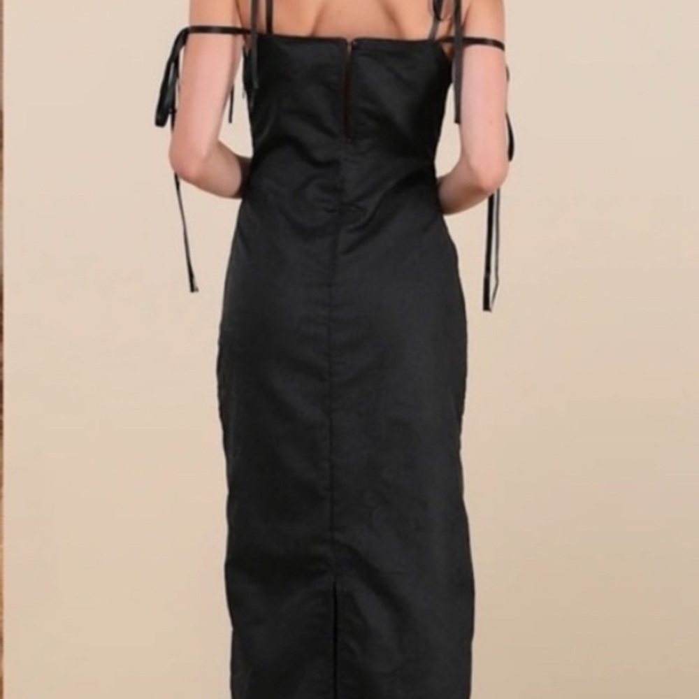 Sister Jane Black Jacquard and Yellow 3D Daisy Flower Tie-Strap Midi Dress - Picture 4 of 4